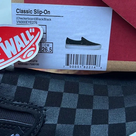 Vans WMNS Classic Slip-On (Checkerboard)Black/BlackVN000EYE276Sneakers